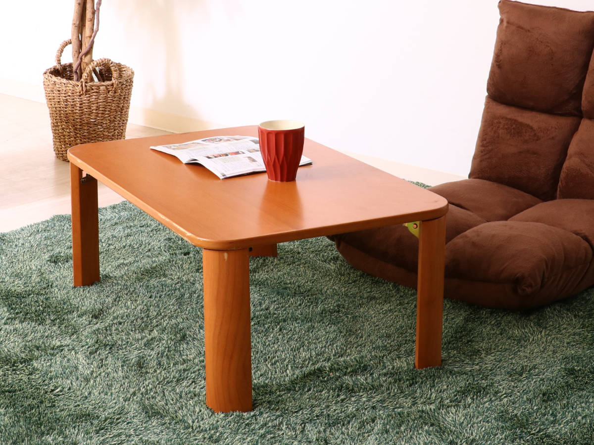 折れ脚テーブル 幅75cm 木製 ローテーブル （ 折りたたみ 折り畳み
