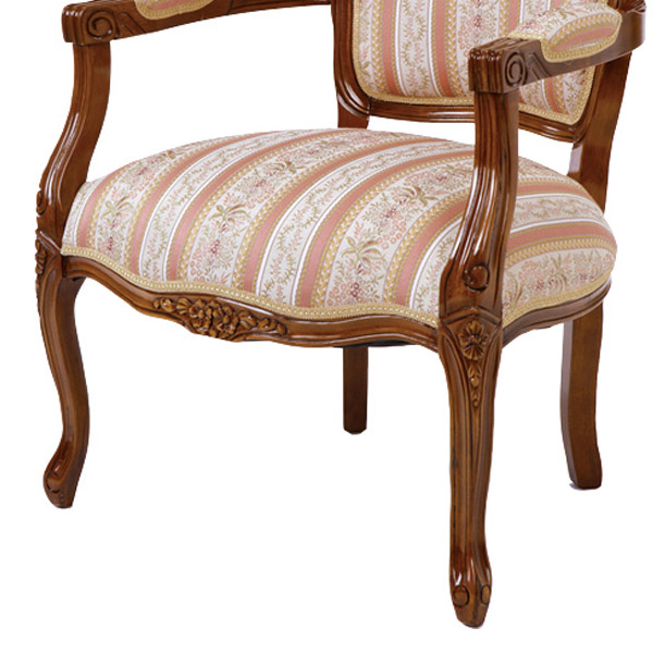 アームチェア 椅子 クラシック調 姫系 Fiore ブラウンフレーム 幅66cm ...
