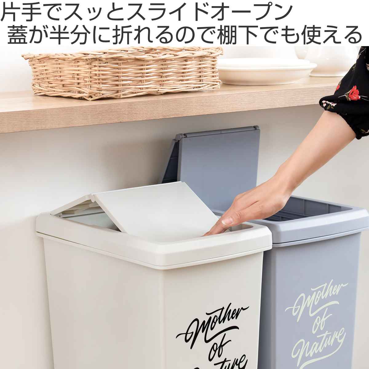 ゴミ箱 30L 同色3個セット スライドペール アースカラー （ 30リットル 30l スリム スライド蓋 ごみ箱 キッチン 分別 縦型 3個  まとめ買い セット 蓋つき ダストボックス キャスター付き 袋止め付き シンプル おしゃれ ） 【クールグレー】(クールグレー): カテゴリトップ  ...