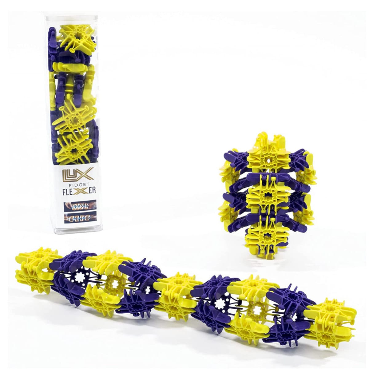 知育玩具 ラックスブロックス フィジットフレクサー 黄色紫 30ピース