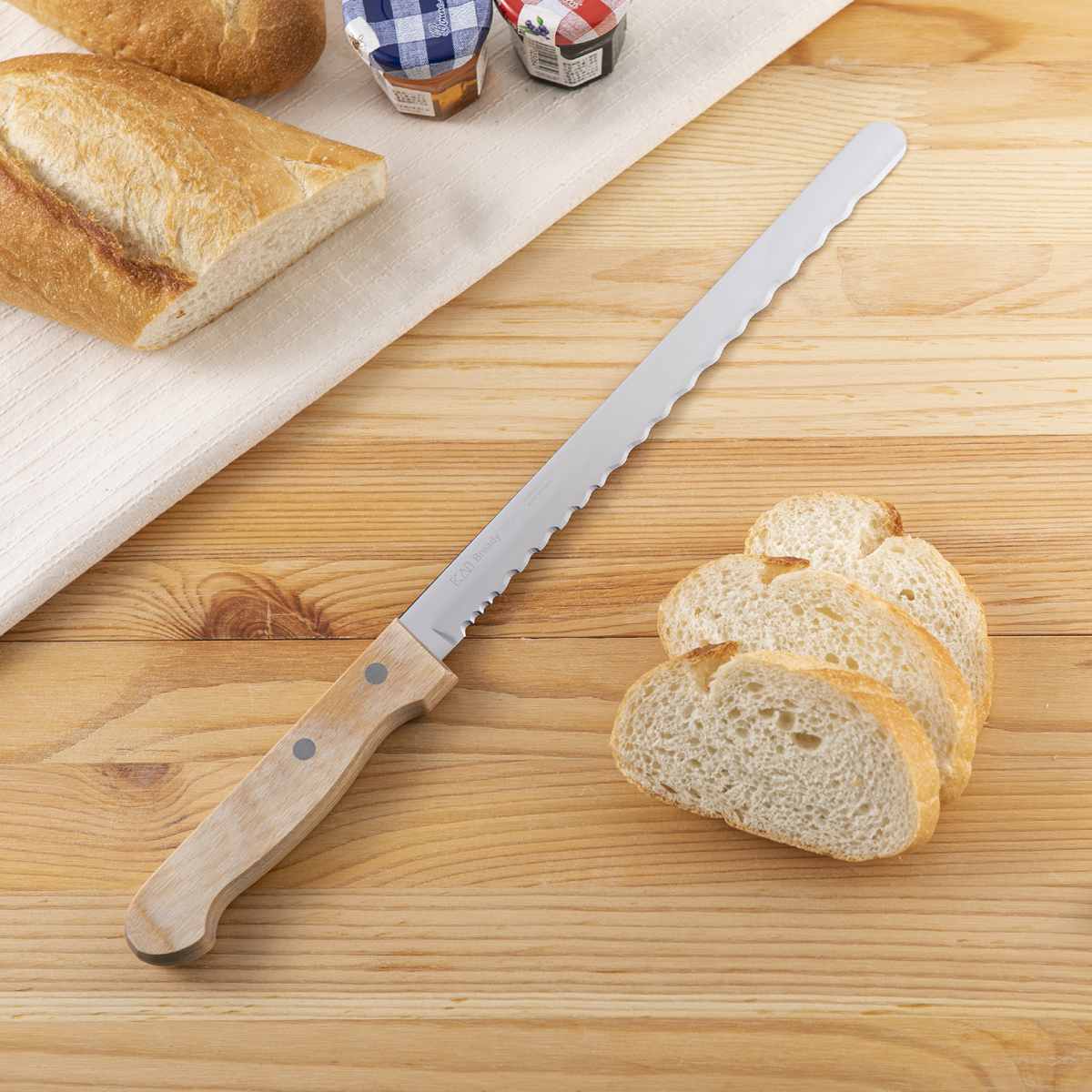 パン切り包丁 Bready WOOD 刃渡り21cm（ ブレッドナイフ パン