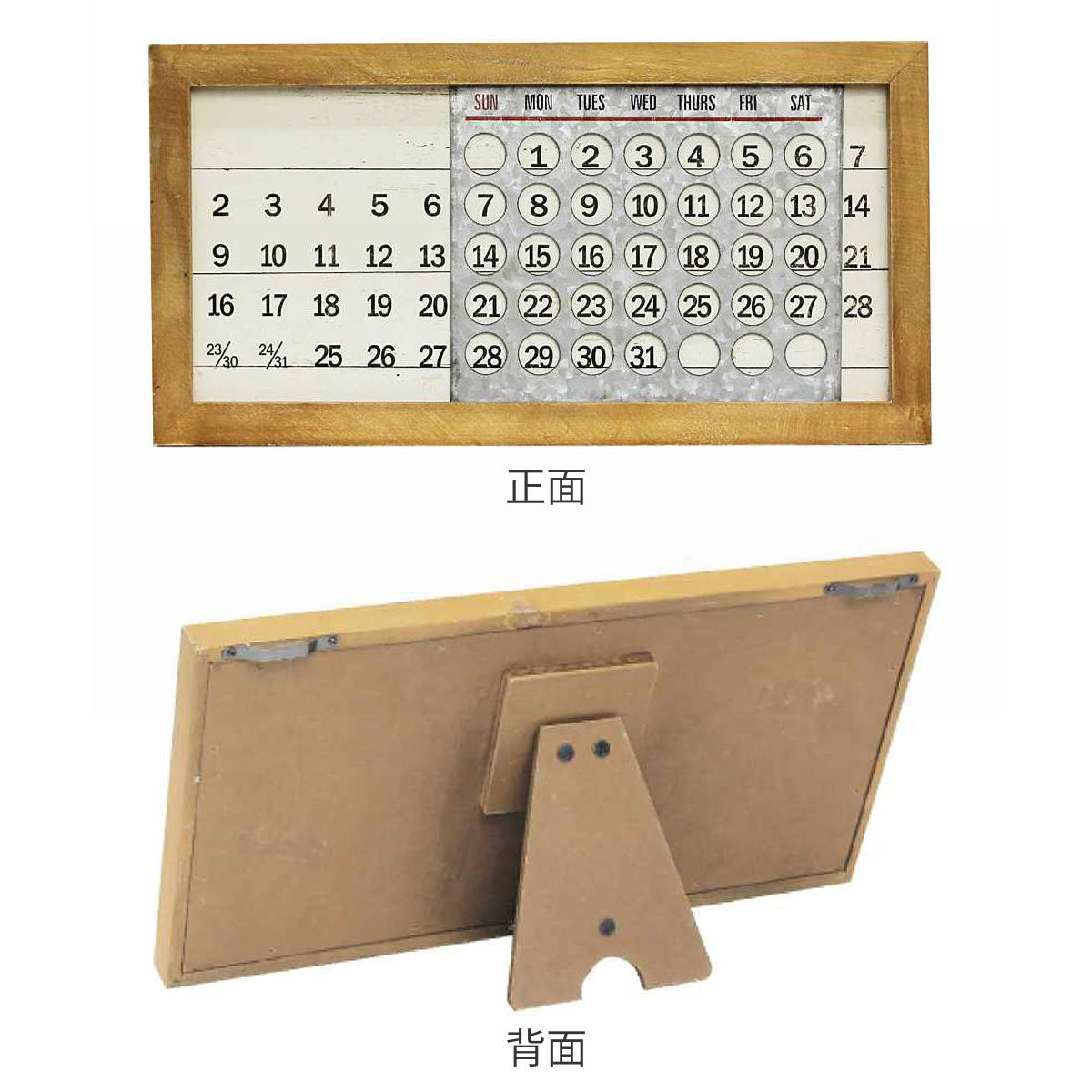 万年カレンダー WOODEN PERPETUAL CALENDAR MINI 掛け置き両用 35cm