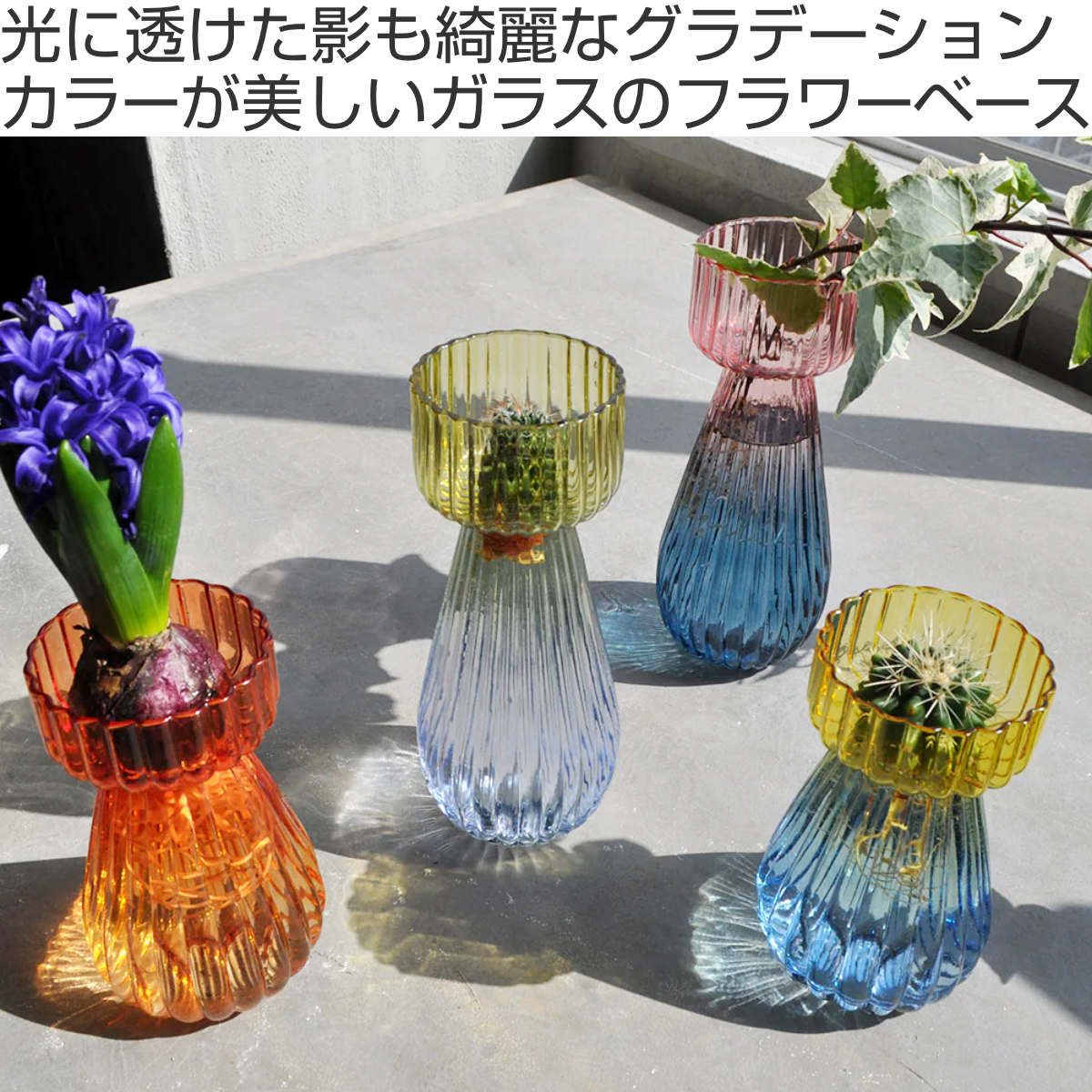 花瓶 トーンフラワーベース ロング ガラス （ 花ビン 花びん 花器 水耕 
