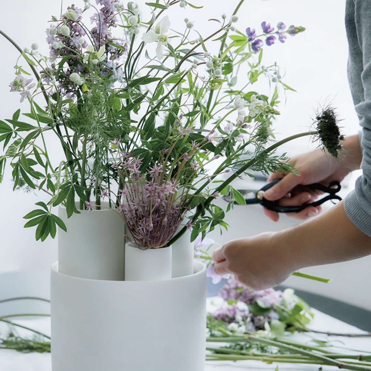 花瓶 AYA フラワーベース ロング M 陶器（ 花びん 花器 ベース 丸 無地