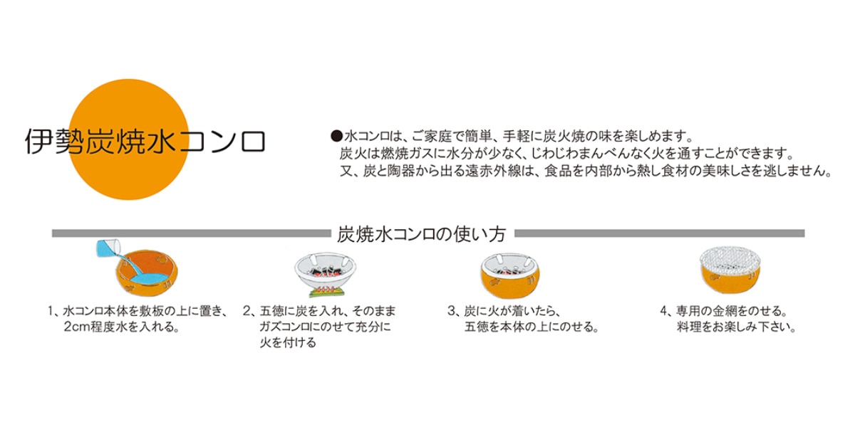 伊勢コンロ 5号（ 水コンロ 炭焼きグリル 七輪 陶器 日本製 萬古焼