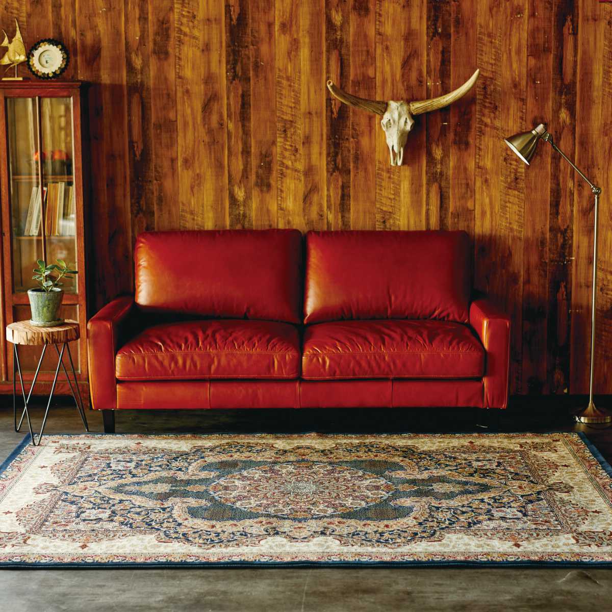 廉価版ラグ 200×250cm 色-レッド /エジプト製 ウィルトン織り クラシックデザイン 絨毯 床暖房ホットカーペット対応 ラグ一般