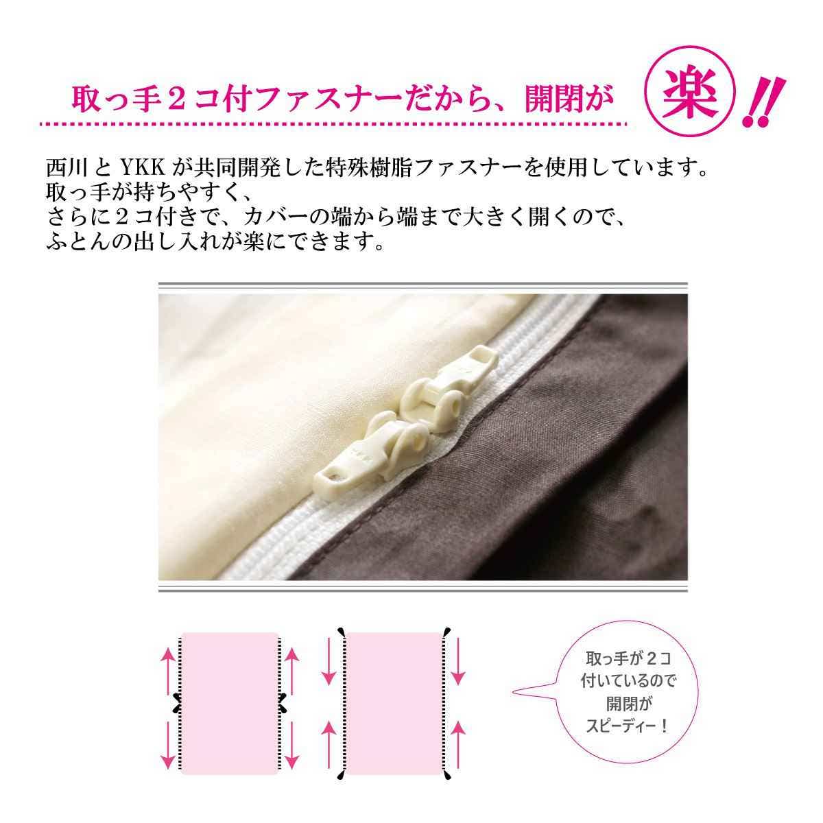 西川 掛け布団カバー ボーダー柄 mee ダブルロング 綿100％ 日本製