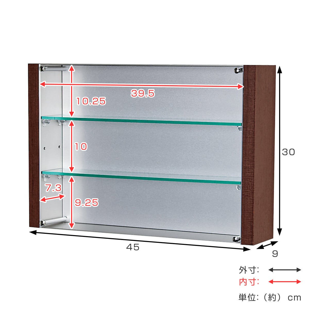 コレクションケース 45×30cm 置き掛け両用 3段 フィギュア L4010