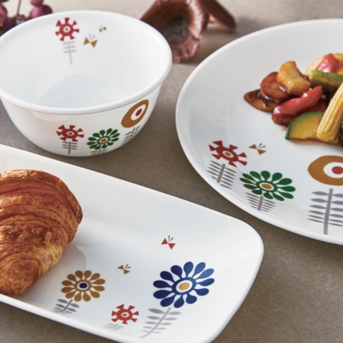 プレート 22.5cm スクエア CORELLE ケイユクッカ 強化ガラス 5枚セット