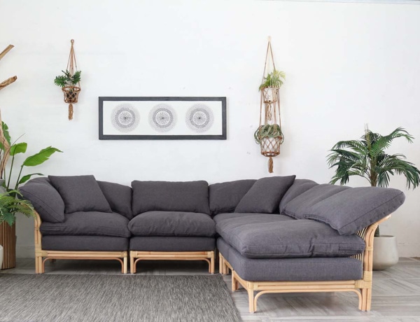 最低値高品質希少デザインふわふわラタンシングルソファ大きめゆったり 家具