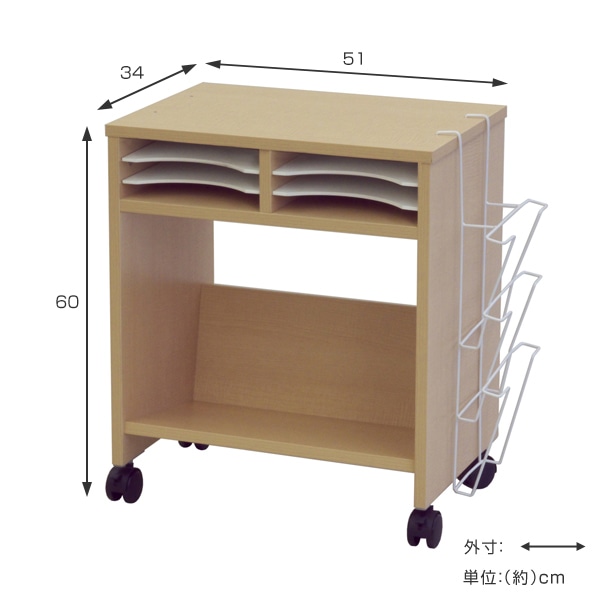 法人限定】 デスクワゴン ノルム 傾斜棚付き ワゴン キャスター付き