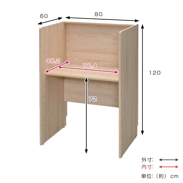 法人限定】 デスク PCブースデスク2 基本 幅80cm 個別ブース オフィス
