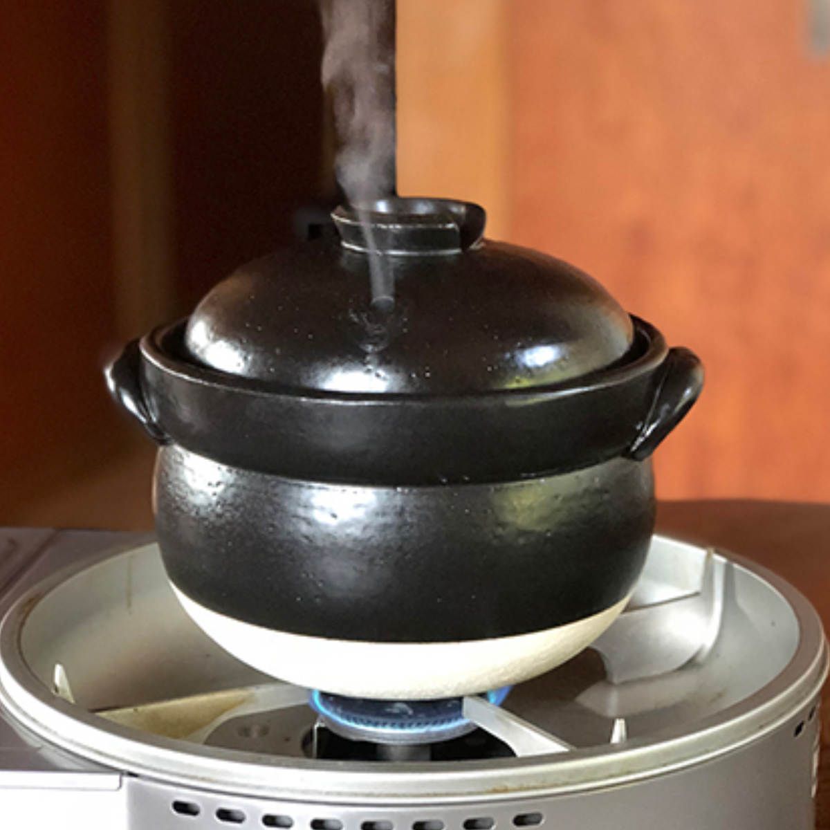 炊飯土鍋 3合 絶品ごはん鍋 中蓋付き 萬古焼 日本製 （ ガス火対応