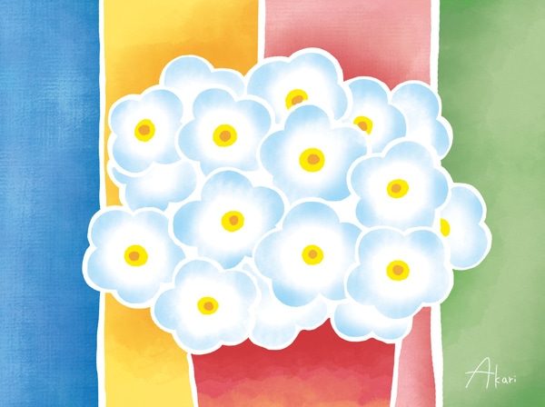 絵画 『青い花の鉢植え』 42×52cm 春田あかり 額入り 巧芸画