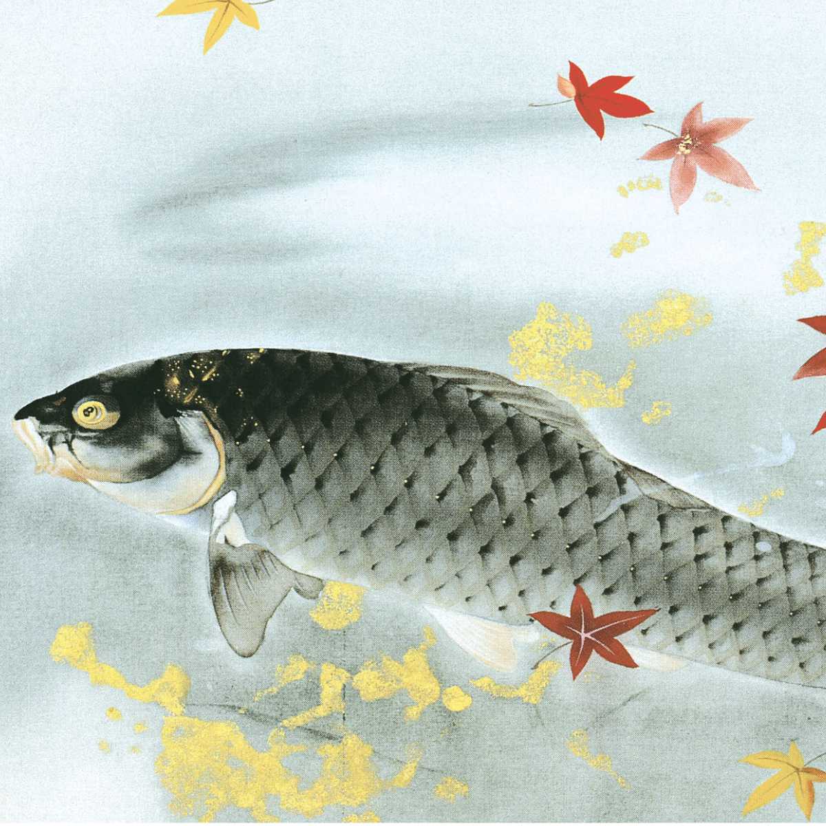 絵画 秋鱗 42x52cm（ 絵 魚 アート アートパネル インテリア 額 額入り