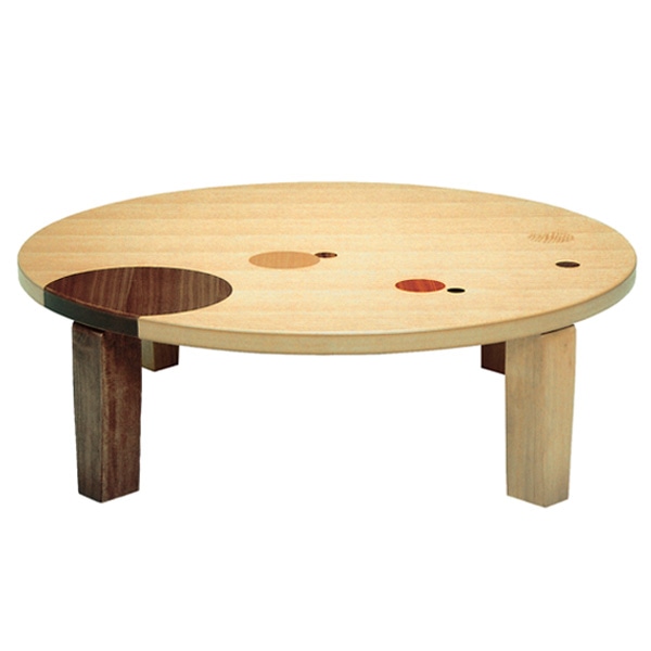 座卓 折れ脚 ローテーブル 木製 アース丸 直径90cm（ 折りたたみ ナラ
