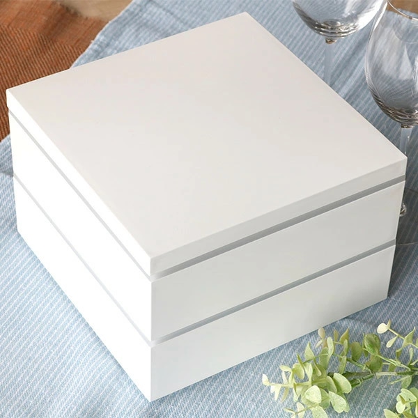 弁当箱 重箱 2段 3400ml 3人 4人用 21cm 角 二段重 ホワイト （ 二段 
