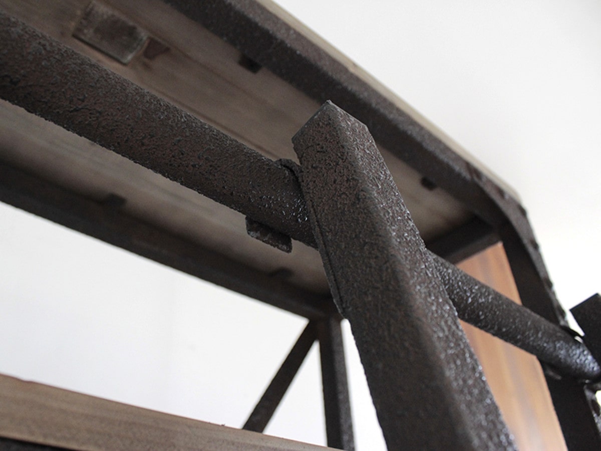 ラダーシェルフ インダストリアル調 古材 錆フレーム はしご付 幅105cm 