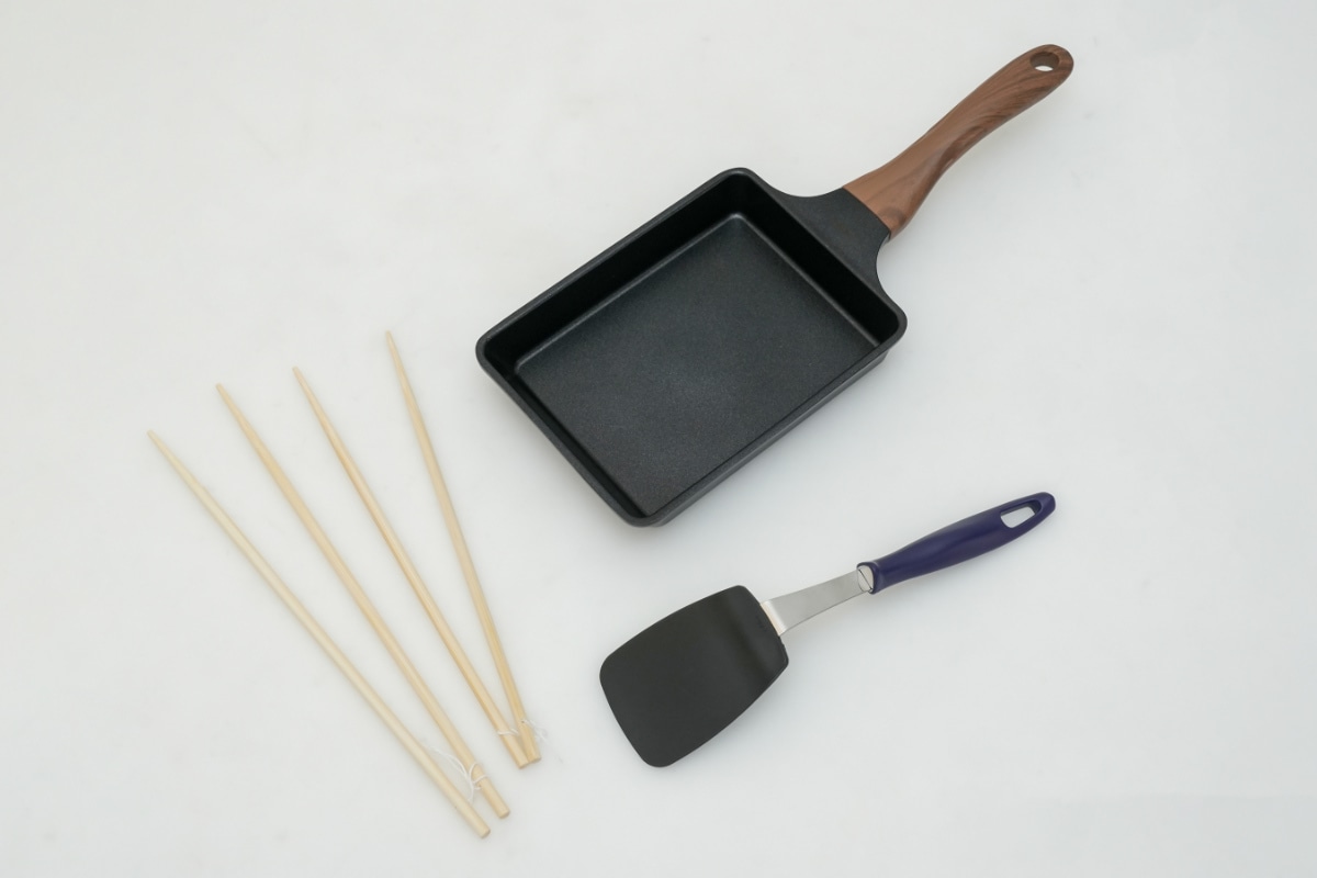 玉子焼き器4点セット 14×19cm IH対応 菜箸付き ターナー付き Nトーン