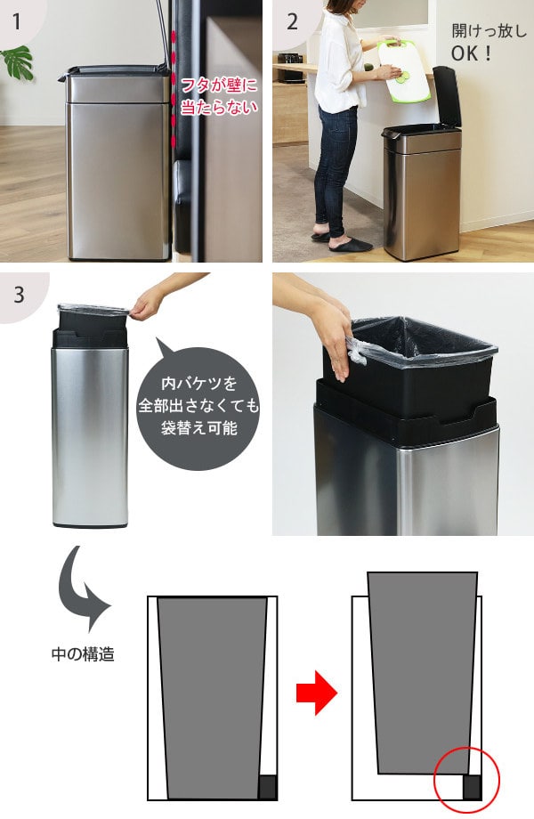 正規品 ゴミ箱 シンプルヒューマン スリム ふた付き simplehuman 40L