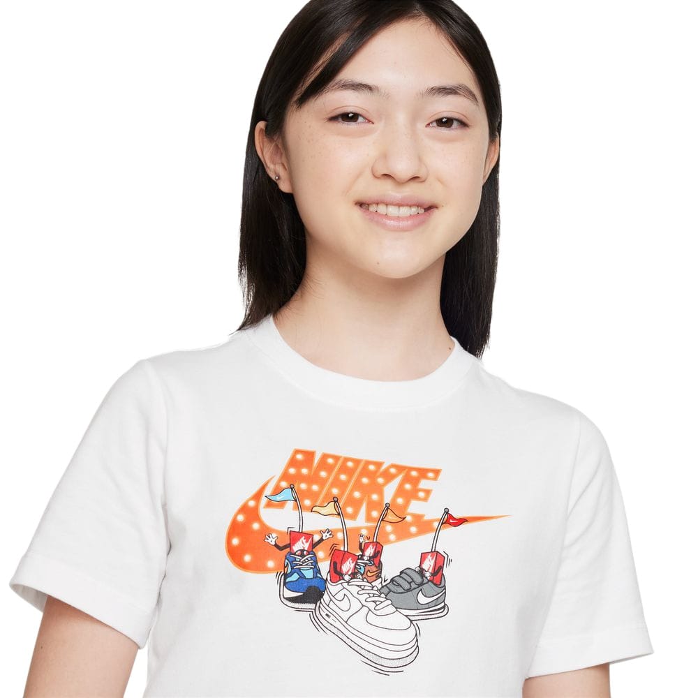 ナイキ 半袖Tシャツ キッズ 白 コットン ボクシー FD0844-100(150