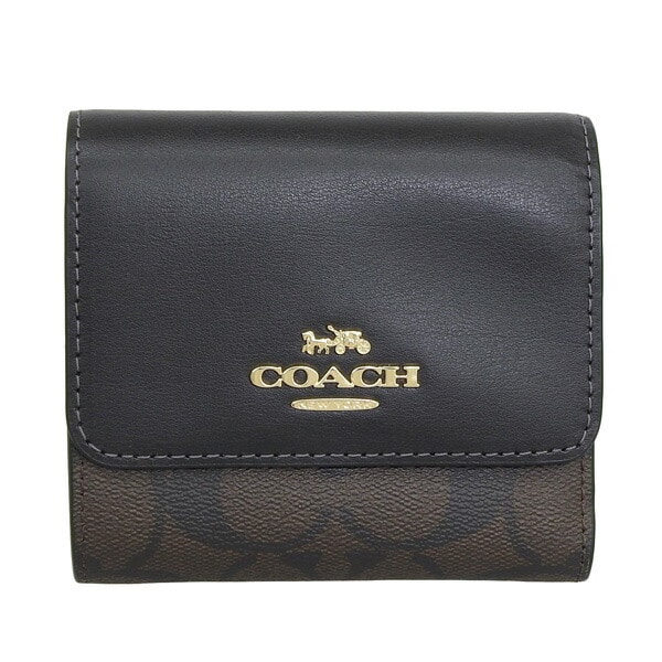 COACH　コーチ　折り財布　正規品　カラー　ブラック×ブラウン
