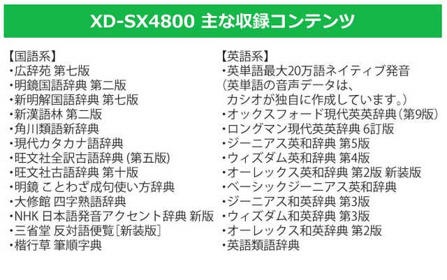 カシオ 高校生モデル 電子辞書セット EX-word XD-SX4800GN
