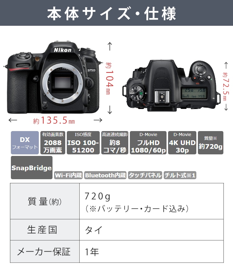 面倒なレンズ交換不要！便利7点セット） ニコン D7500 ボディ 