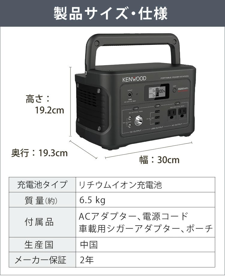 エコ充電セットB）ケンウッド BN-RK600-B ポータブル電源 ＆ ソーラー