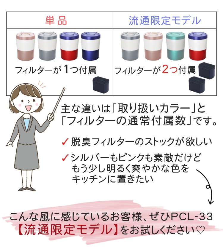 嬉しい脱臭フィルター 本体付属2個 / 流通限定カラーあり】生ごみ処理