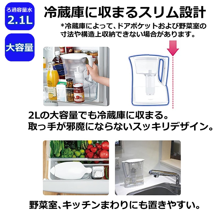 カートリッジ2個付】【浄水器】東レ トレビーノ ポット型浄水器 高除去