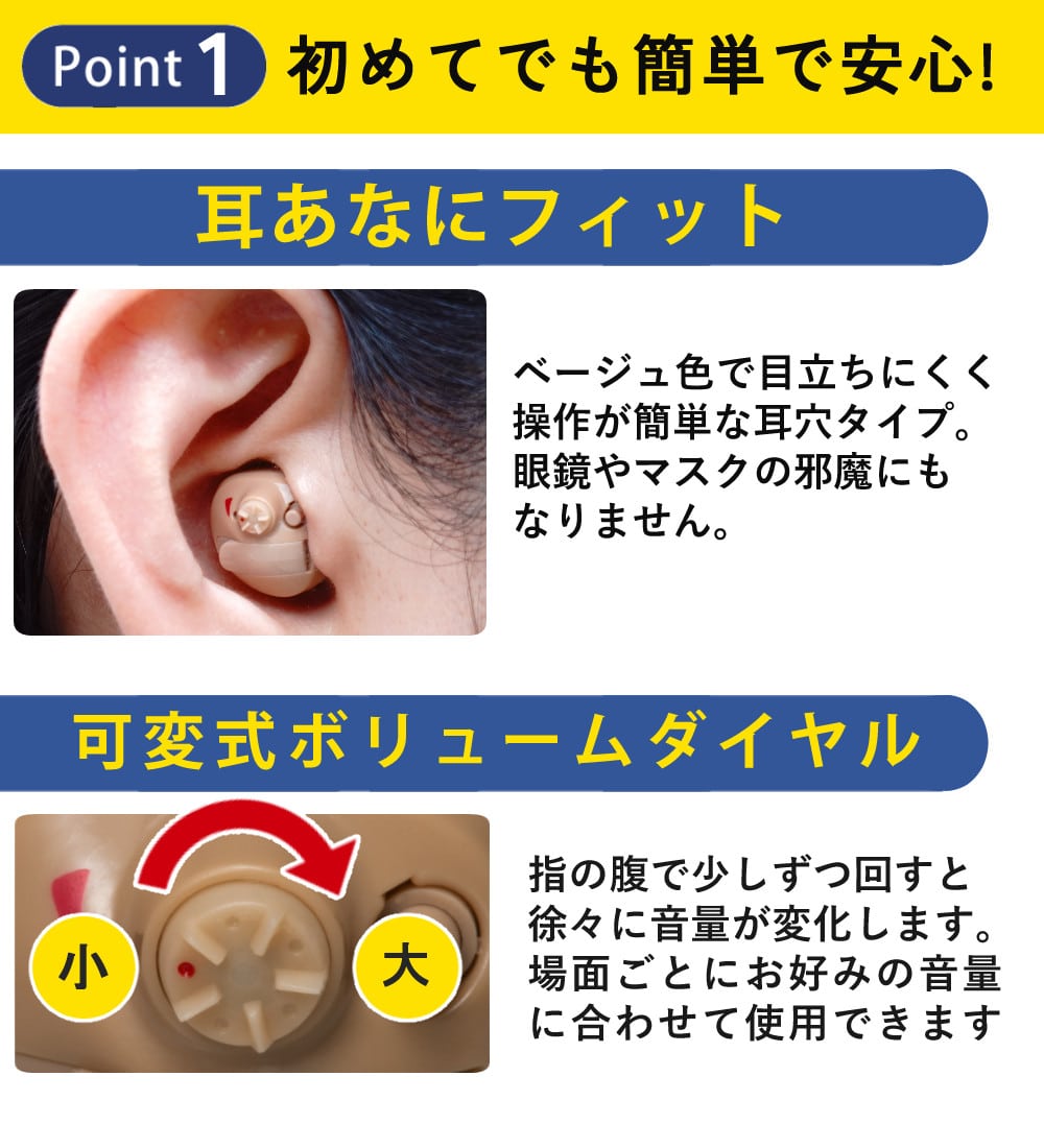 両耳用 補聴器 ニコン・エシロール NEF-M100S 2点 (左右) 耳穴型