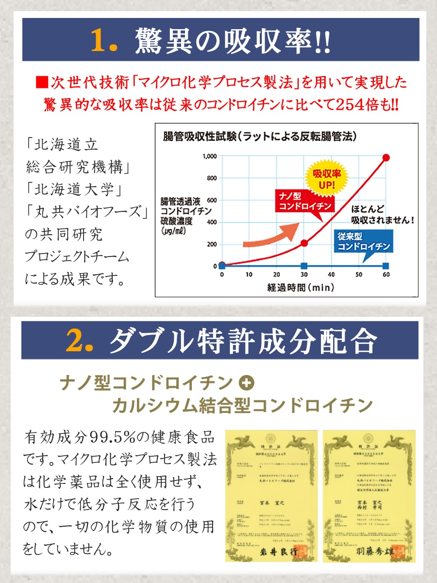 サプリメント ナノ型コンドロイチン （サプリ/2ヶ月分 62粒×2個セット