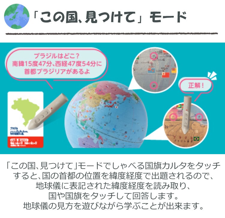 国旗シール付き！しゃべる国旗付地球儀＆カルタ タッチミー レイメイ