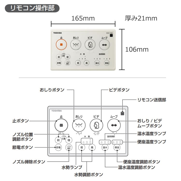 定番 大人気 リモコン付き 東芝 温水洗浄便座】東芝温水便座 SCS-T260